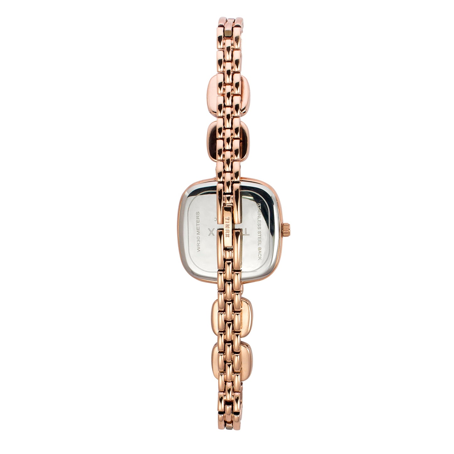 Timex TWEL21002 Quartz Analog Pink Square Dial Rose Gold-Tone Brass Bracelet Watch For Female