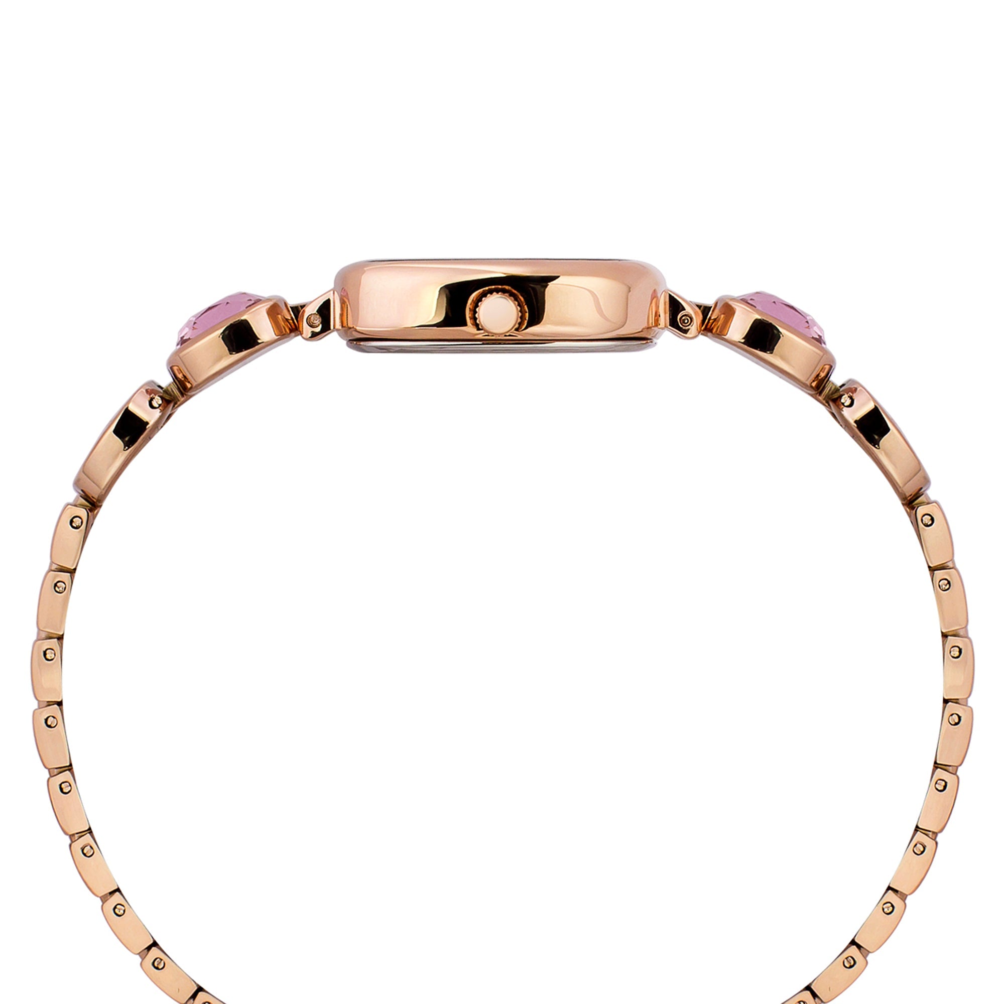 Timex TWEL21002 Quartz Analog Pink Square Dial Rose Gold-Tone Brass Bracelet Watch For Female