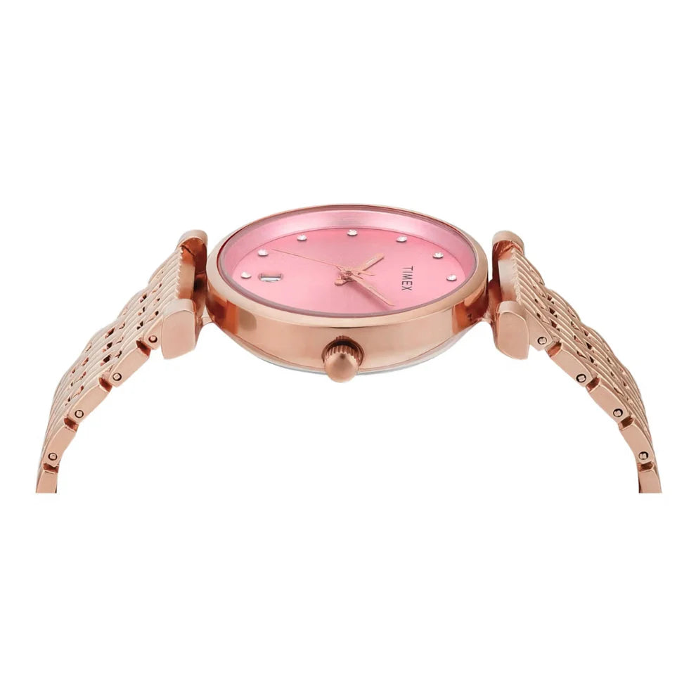 Timex TWEL21601 Rose Gold/Pink Dial Women’s Analog Stainless Steel Watch