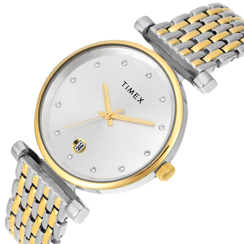 Timex TWEL21602 Women’s Silver Dial Analog Watch with Stainless Steel Strap