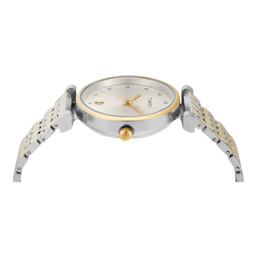 Timex TWEL21602 Women’s Silver Dial Analog Watch with Stainless Steel Strap