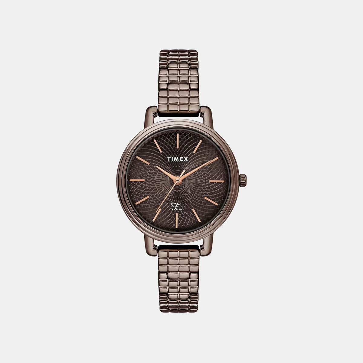 Timex TWEL23903 Brown Dial Analog Watch for Women, Quartz, Stylish Metal Strap