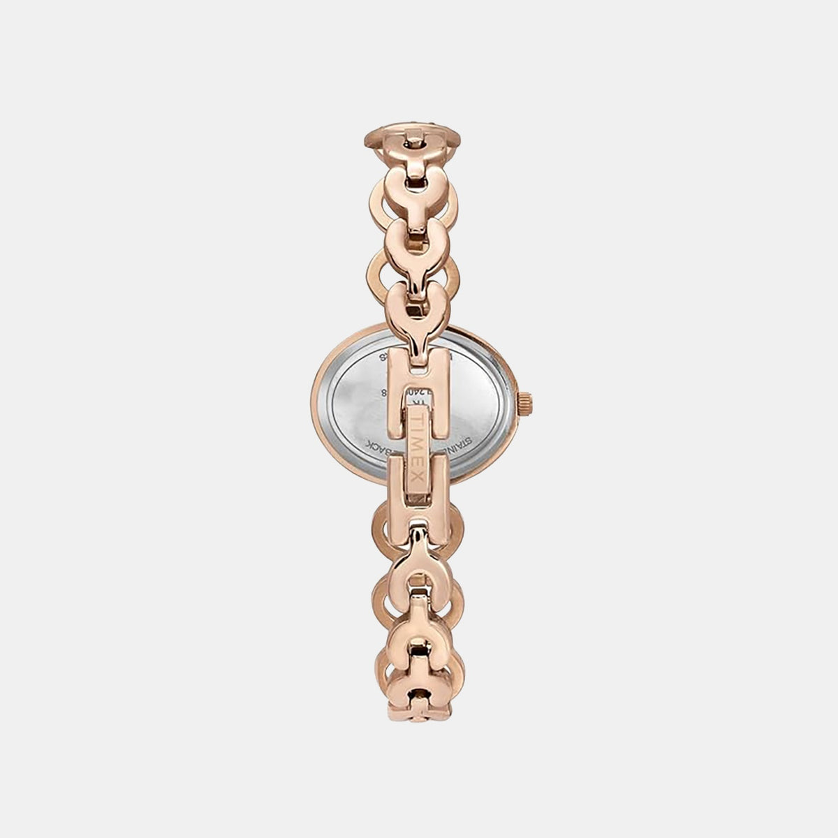 Timex TWEL24002 Quartz Analog Mother-of-Pearl Oval Dial Rose-Gold Brass Bracelet Watch For Female