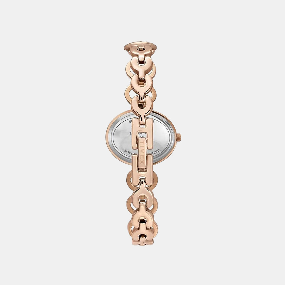 Timex TWEL24003 Quartz Analog Blue Oval Dial Rose-Gold Bracelet Watch For Female
