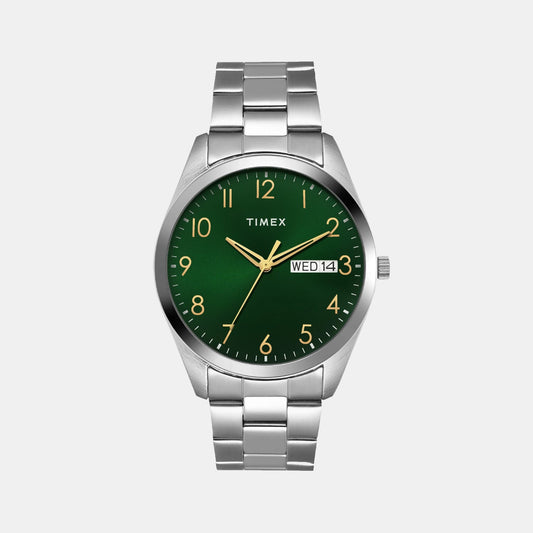 Timex TWTG10421 Men’s Green Dial Quartz Analog Round Stainless Steel Watch