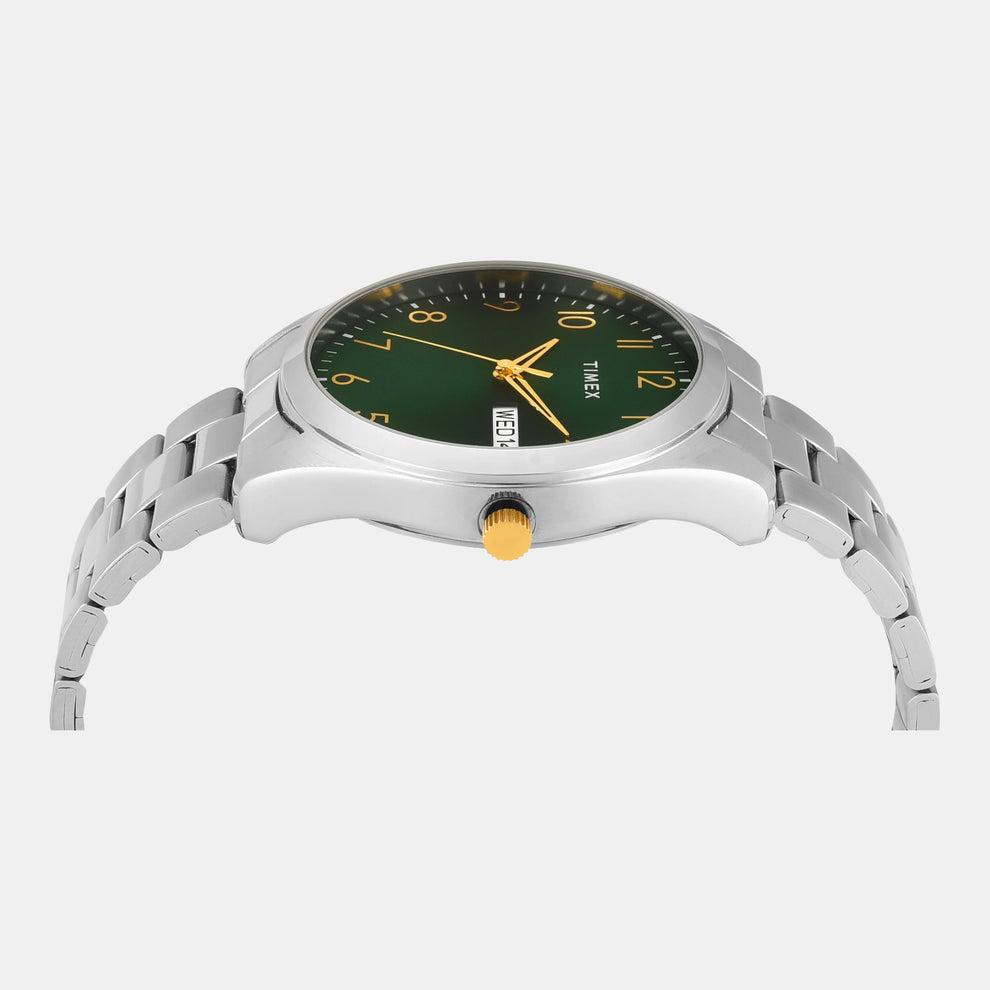 Timex TWTG10421 Men’s Green Dial Quartz Analog Round Stainless Steel Watch