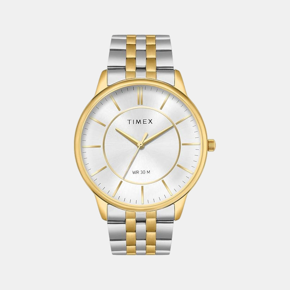 Timex TWTG12103 Men’s Silver Dial Analog Watch with Stainless Steel Strap