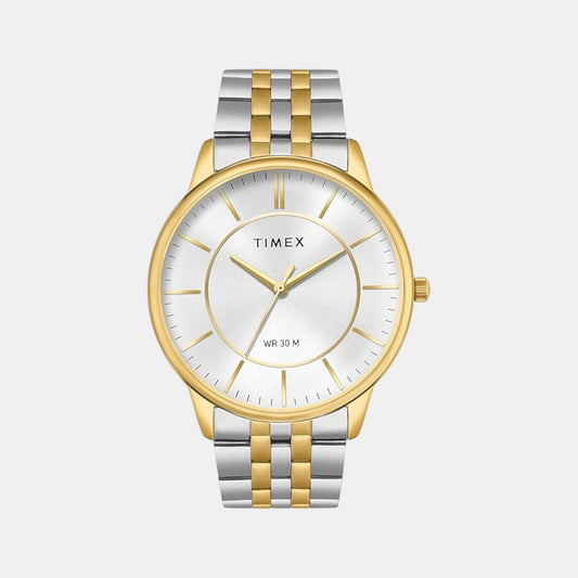 Timex TWTG12103 Men’s Silver Dial Analog Watch with Stainless Steel Strap
