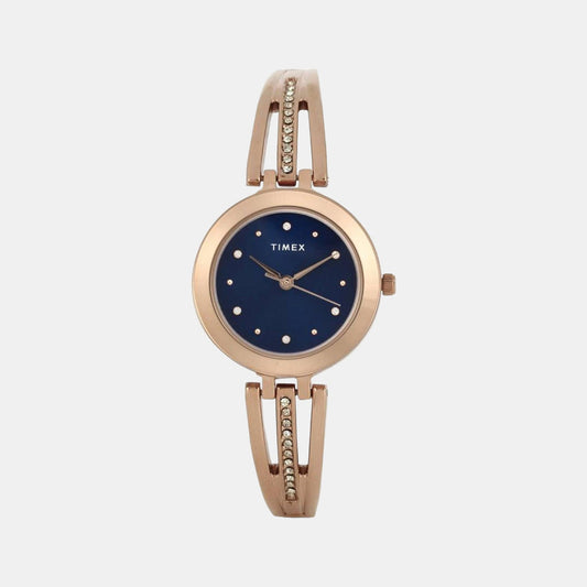 Timex TWTL10302 Women’s Blue Dial Rose‑Gold Stainless Steel Analog Watch