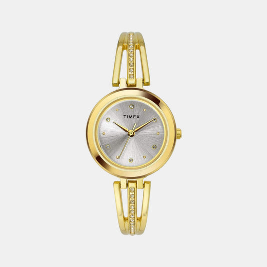 Timex TWTL10308 Women’s White Dial Quartz Analog Round Stainless Steel Watch