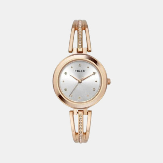 Timex TWTL10309 Silver Dial Rose Gold Bracelet Analog Women Watch – Round Case, Quartz Movement