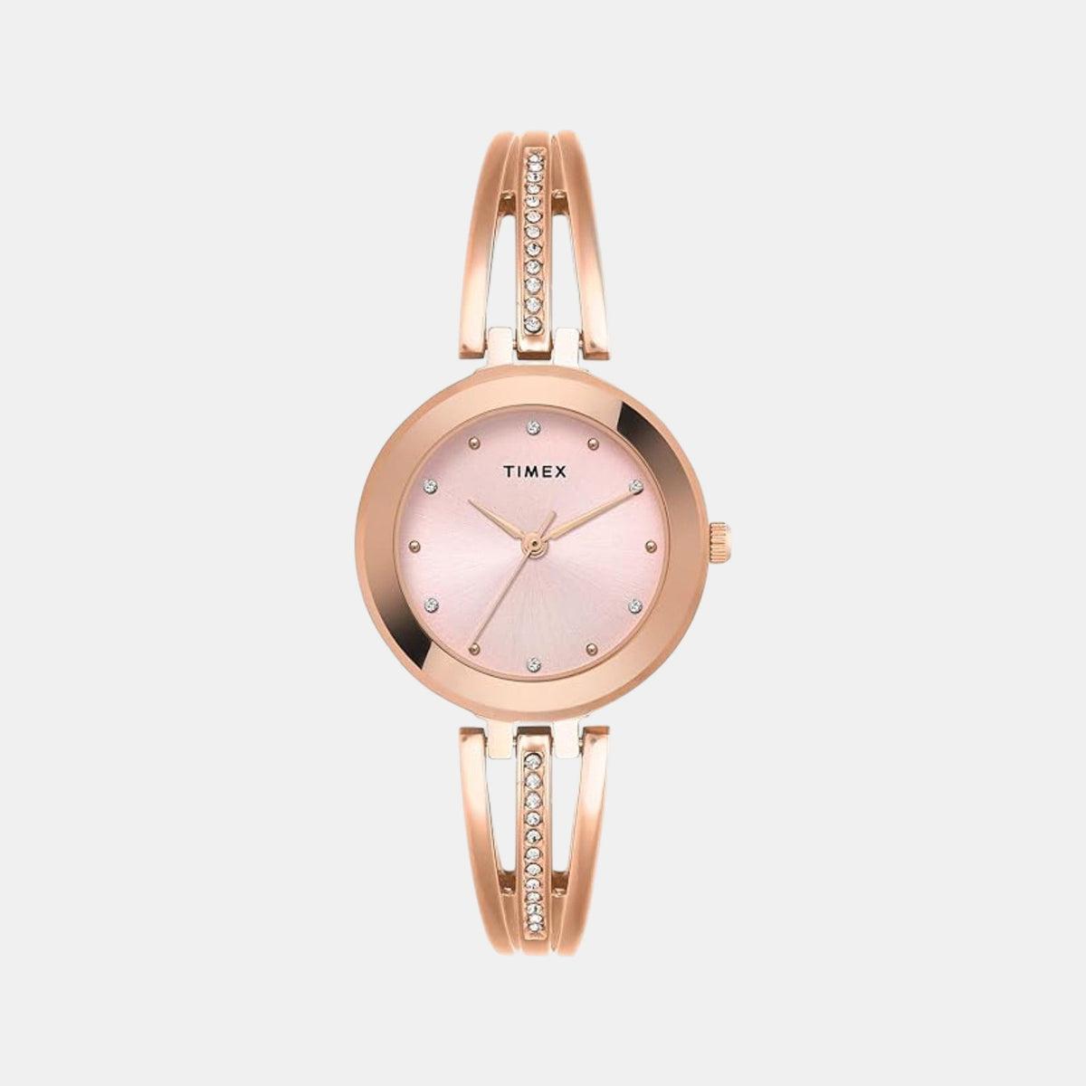 Timex TWTL10323 Pink Round Dial Analog Watch for Women – Rose Gold Brass Strap, 29.5 mm Case