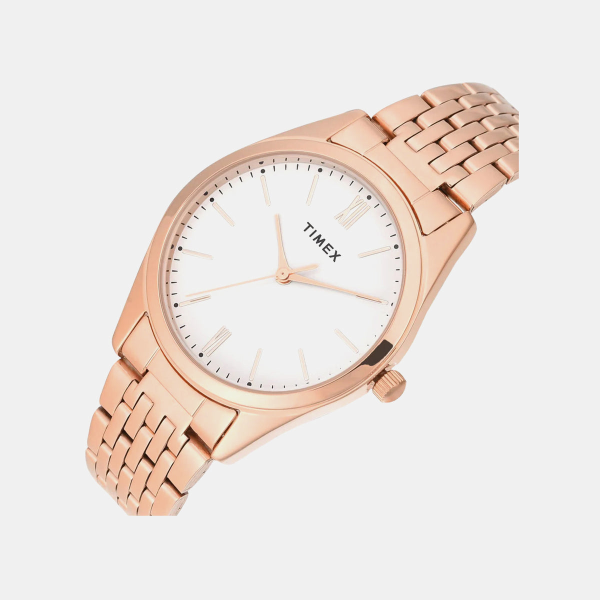 Timex TWTL14102 Quartz Analog White Round Dial Stainless Steel Bracelet Watch For Female