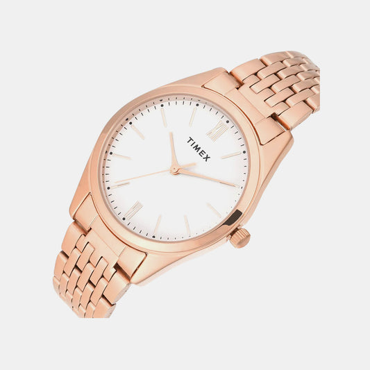 Timex TWTL14102 Quartz Analog White Round Dial Stainless Steel Bracelet Watch For Female