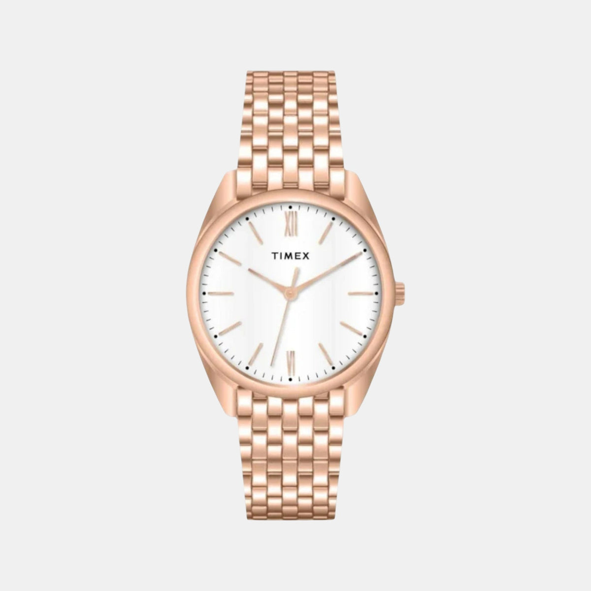 Timex TWTL14102 Quartz Analog White Round Dial Stainless Steel Bracelet Watch For Female