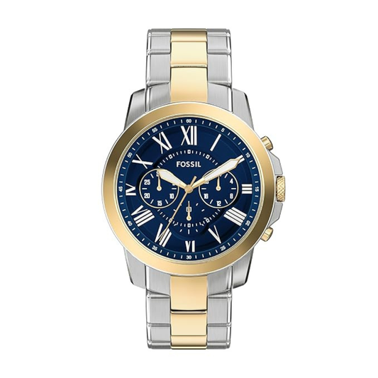 Fossil FS6132I Men's Quartz Chronograph Watch Blue Dial Two-Tone Stainless Steel Strap