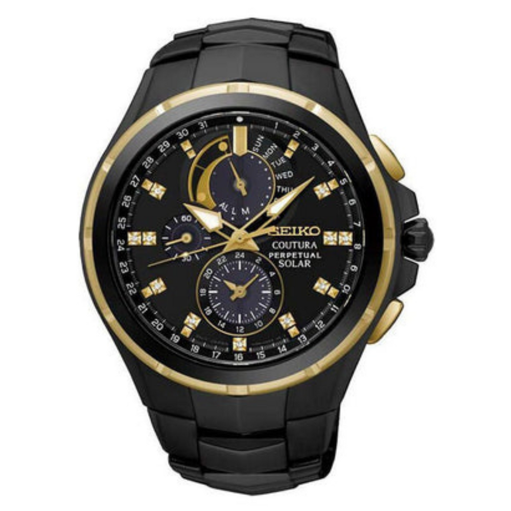 Seiko SSC573P1 Men Solar Black Dial Stainless Steel Coutura Chronograph Watch