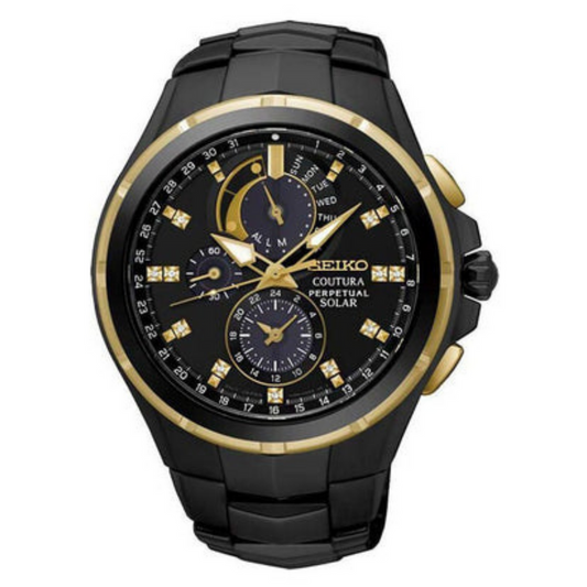 Seiko SSC573P1 Men Solar Black Dial Stainless Steel Coutura Chronograph Watch