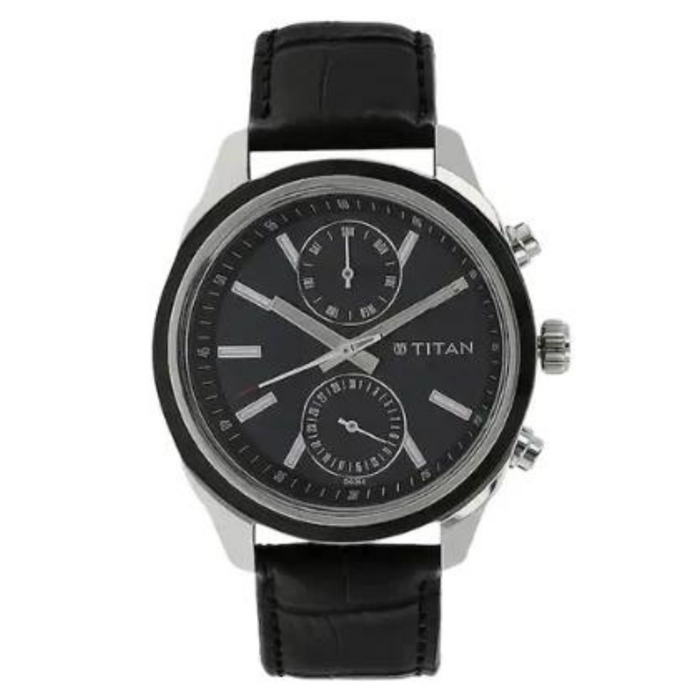 Titan 1733KL01 Black Dial Stainless Steel Men's Watch | Quartz Movement | Elegant Analog Wrist Watch