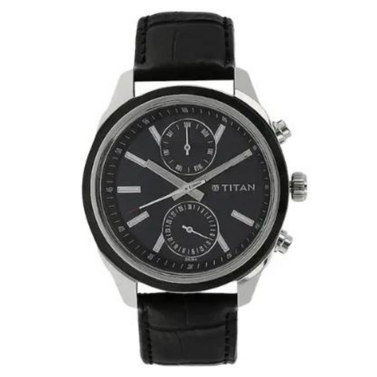 Titan 1733KL01 Black Dial Stainless Steel Men's Watch | Quartz Movement | Elegant Analog Wrist Watch