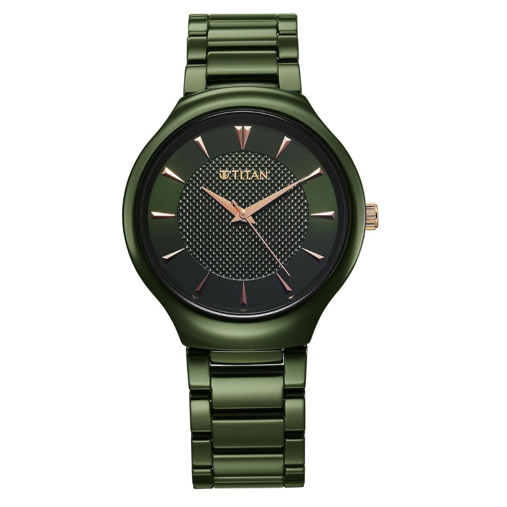 Titan 90014KC03 Regalia Ceramics Quartz Analog Green Dial Ceramic Strap Men's Watch