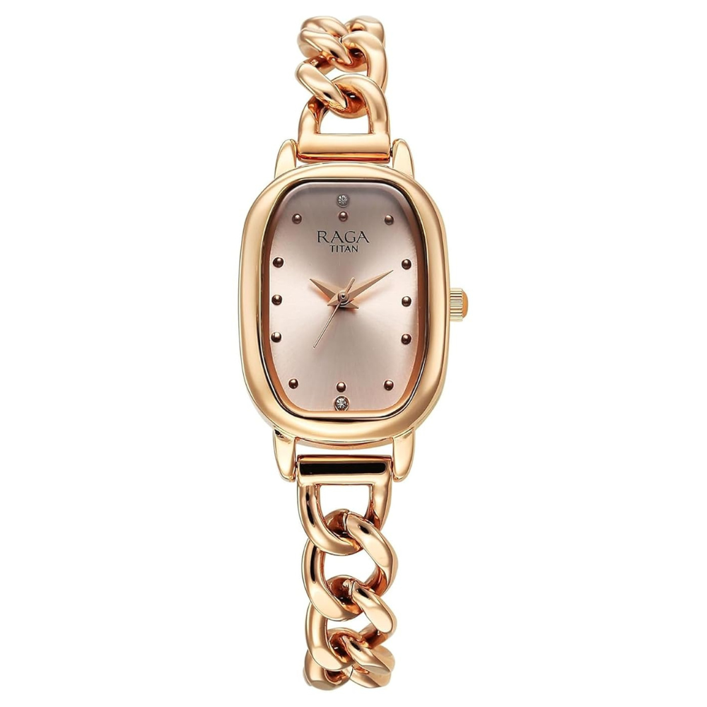 Titan 95309WM01 Raga Showstopper Rose Gold Dial Women's Metal Analog Watch