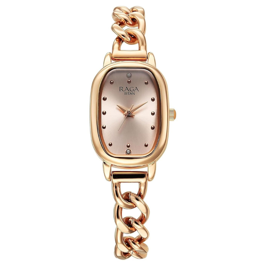 Titan 95309WM01 Raga Showstopper Rose Gold Dial Women's Metal Analog Watch