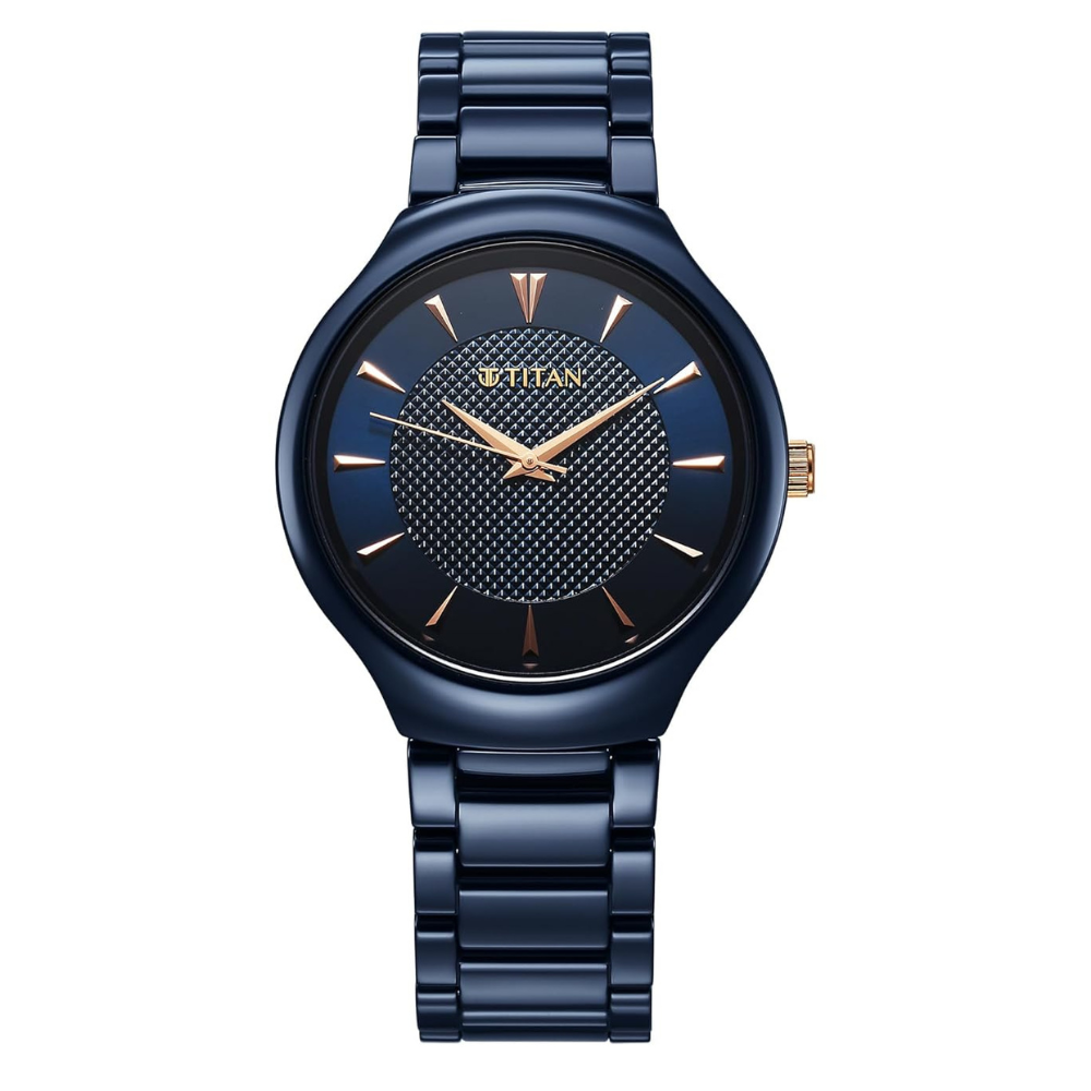 Titan 90014KC04 Regalia Ceramics Quartz Analog Blue Dial Blue Ceramic Men's Watch