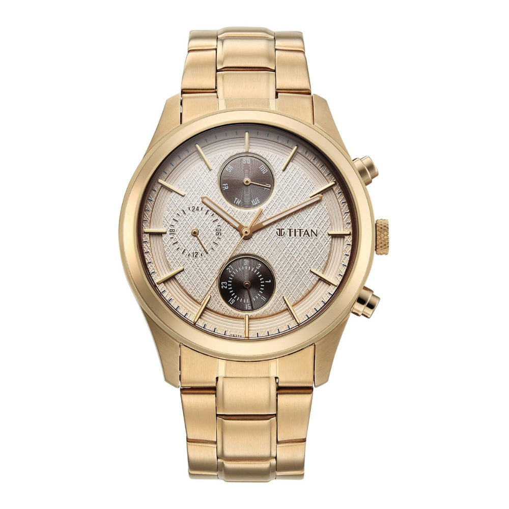 Titan 1805WM02 Classique Neo Cream Dial Gold Stainless Steel Men's Watch