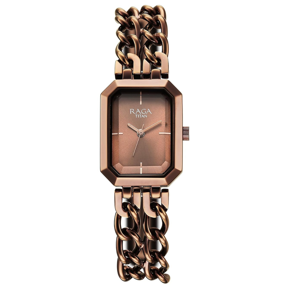 Titan NU95283QM01 Raga Showstopper Brown Dial Women's Metal Analog Watch