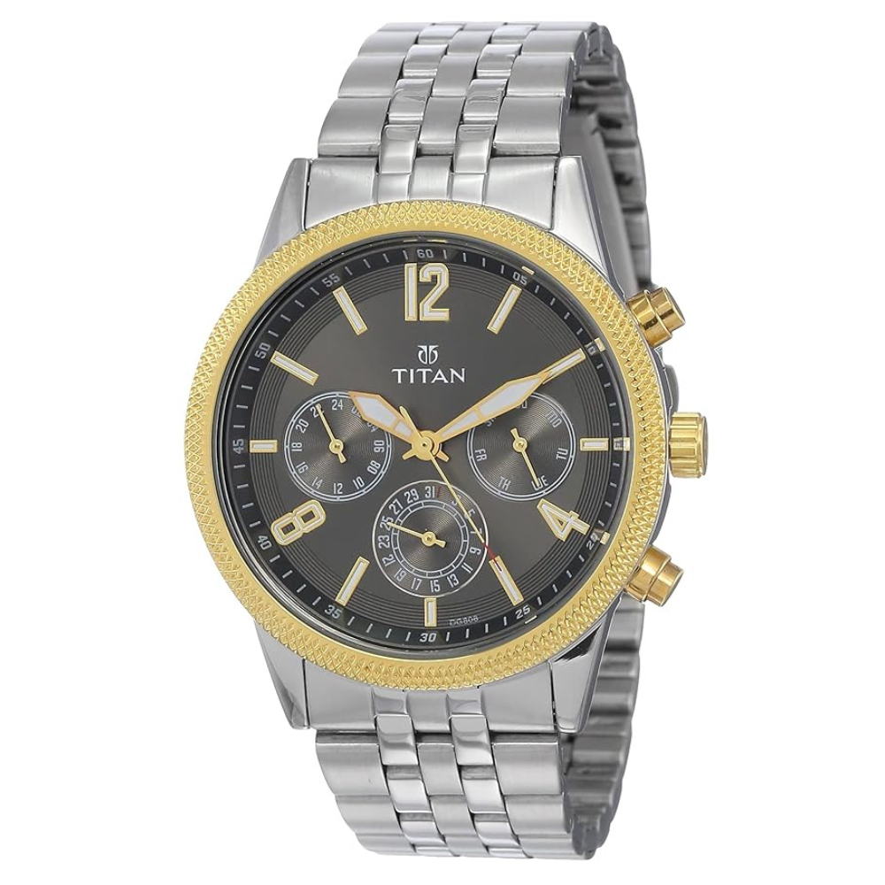 Titan 1734BM01 Workwear Metropolitan Luxe Anthracite Dial Multifunction Men's Two-Tone Stainless Steel Watch