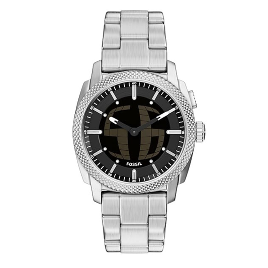 Fossil FS6155 Men's Analog-Digital Big Tic Watch Black Negative Display Silver Stainless Steel Strap