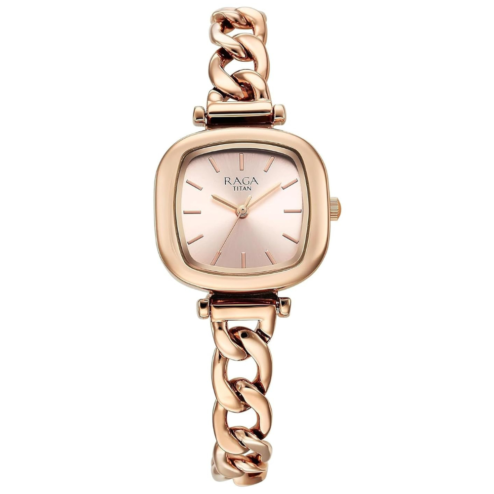 Titan 95302WM01 Raga Showstopper Rose Gold Dial Women's Metal Analog Watch