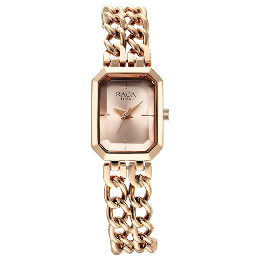 Titan 95283WM01 Raga Showstopper Rose Gold Dial Women's Metal Analog Watch