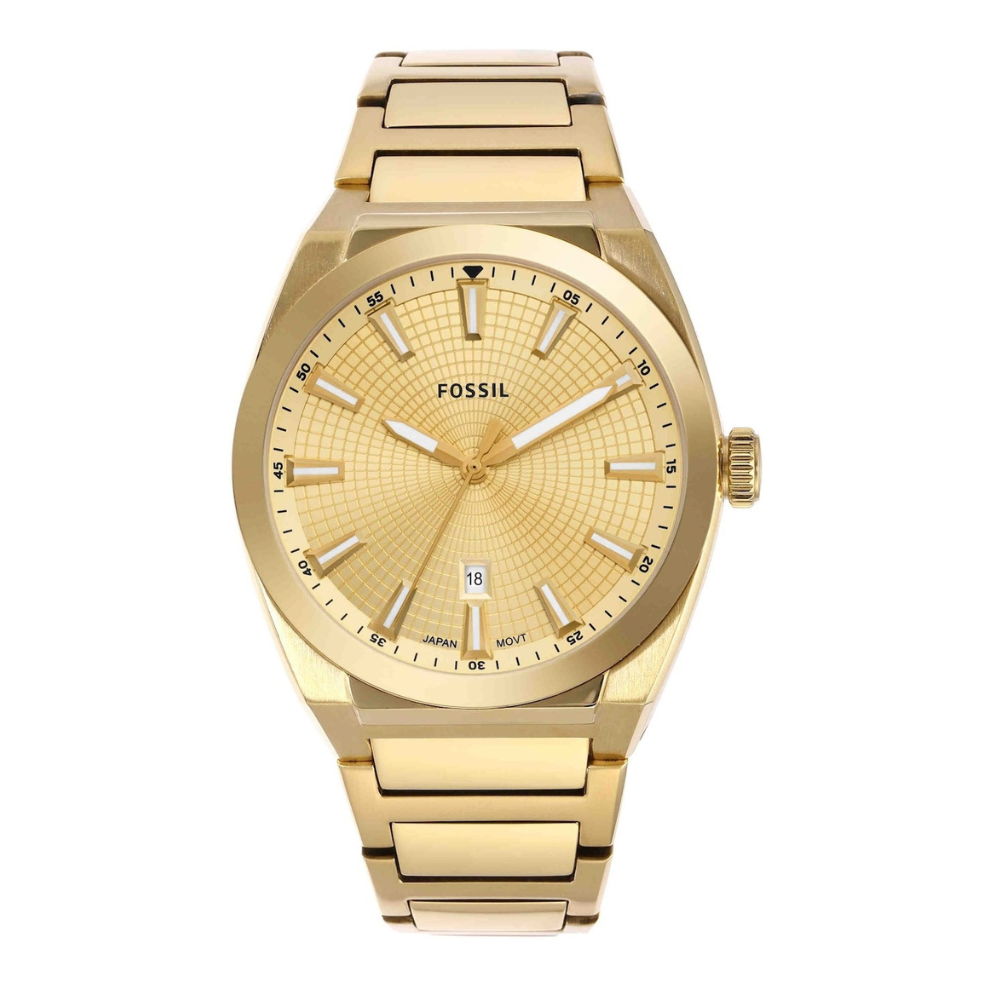 Fossil FS5965 Men's Quartz Analog Watch Gold Dial Gold Stainless Steel Strap