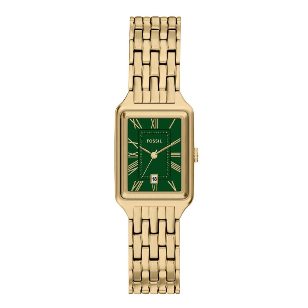 Fossil ES5452I Women's Quartz Analog Watch Green Dial Gold Stainless Steel Strap