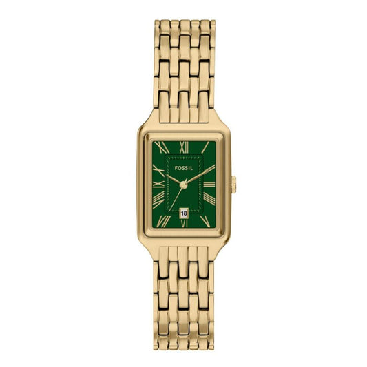 Fossil ES5452I Women's Quartz Analog Watch Green Dial Gold Stainless Steel Strap