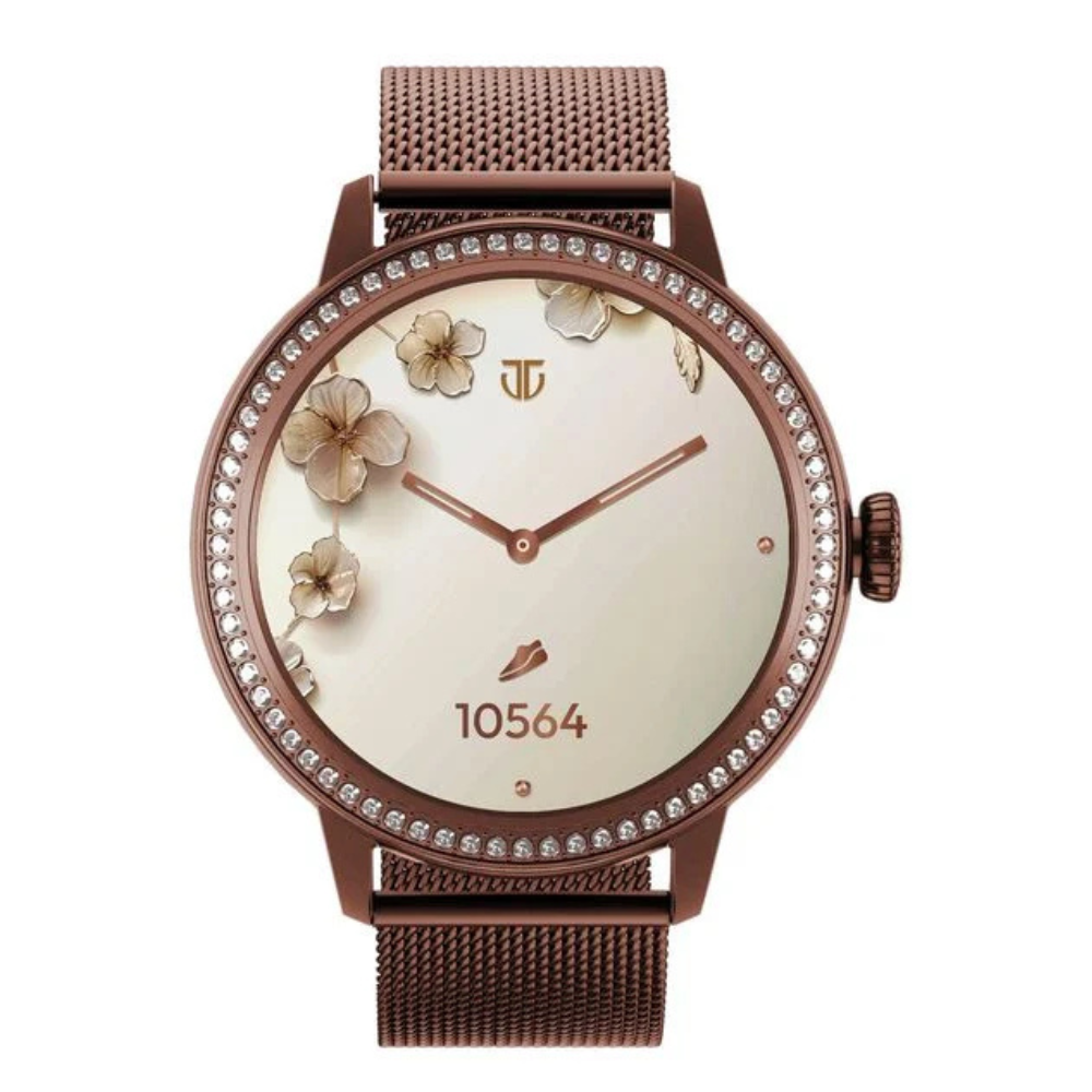 Titan 95292QM01A Valerie Premium AMOLED Bluetooth Calling Brown Mesh Stainless Steel Women's Smartwatch