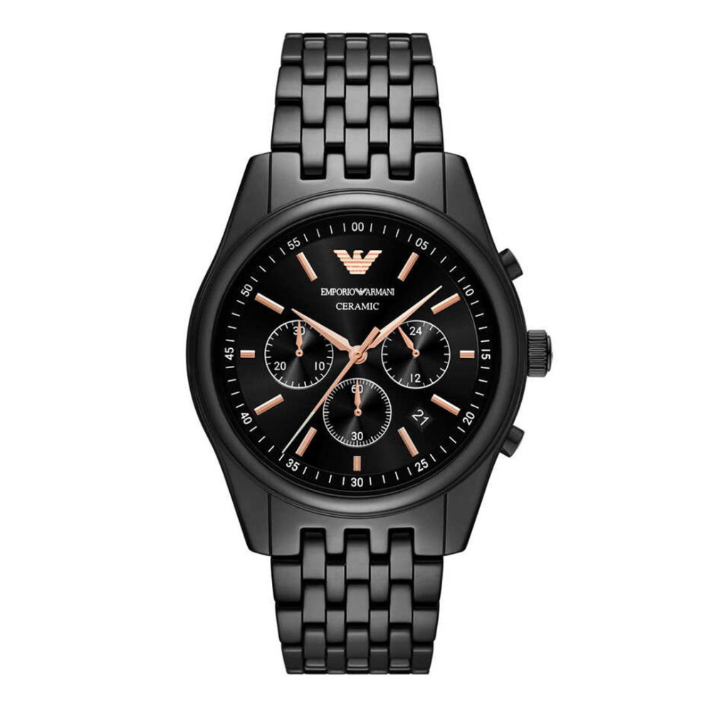 Emporio Armani AR70015I Automatic Skeleton Men's Black Ceramic Chronograph Watch