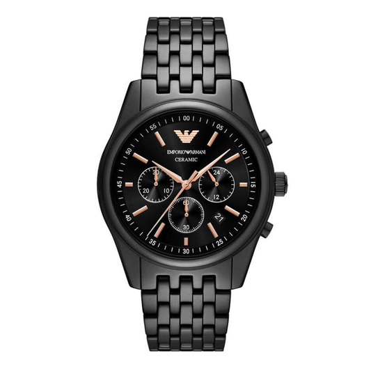 Emporio Armani AR70015I Automatic Skeleton Men's Black Ceramic Chronograph Watch