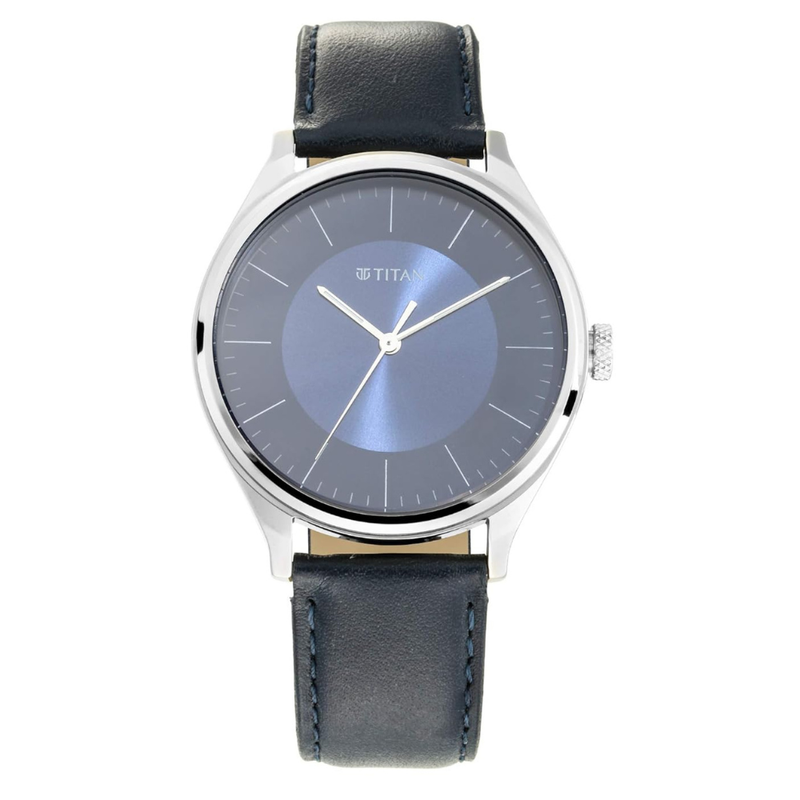 Titan 1802SL06 Urban Edge Blue Dial Men's Blue Leather Analog Watch