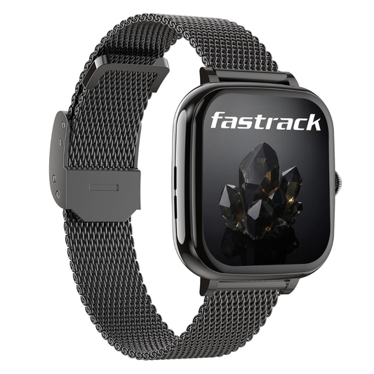 Fastrack 68061NM01K Noir Rizz Smartwatch 1.72" HD Display Bluetooth Calling Black Mesh Metal Strap for Women