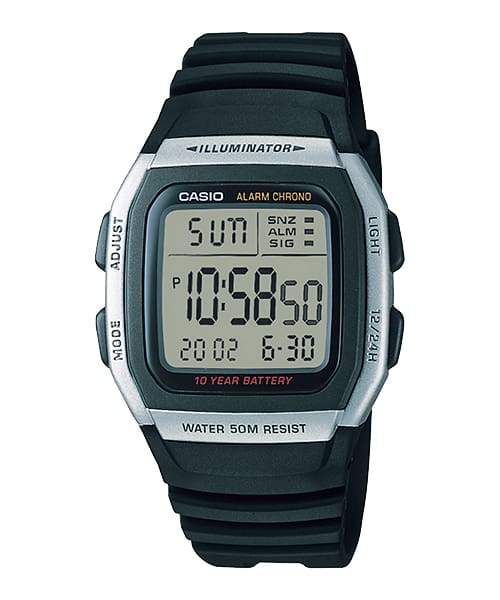 Casio D031 Unisex Quartz Digital Watch with Black Dial, Black Resin Strap