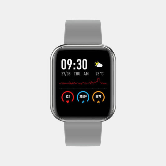 Timex TW0HXW301T-GREY Helix Metal Fit Smart Watch – Grey Silicone Strap, Rectangular Touch Display, Bluetooth Connectivity, Health Tracking
