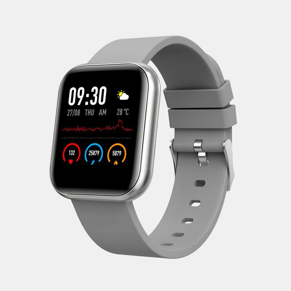 Timex TW0HXW301T-GREY Helix Metal Fit Smart Watch – Grey Silicone Strap, Rectangular Touch Display, Bluetooth Connectivity, Health Tracking