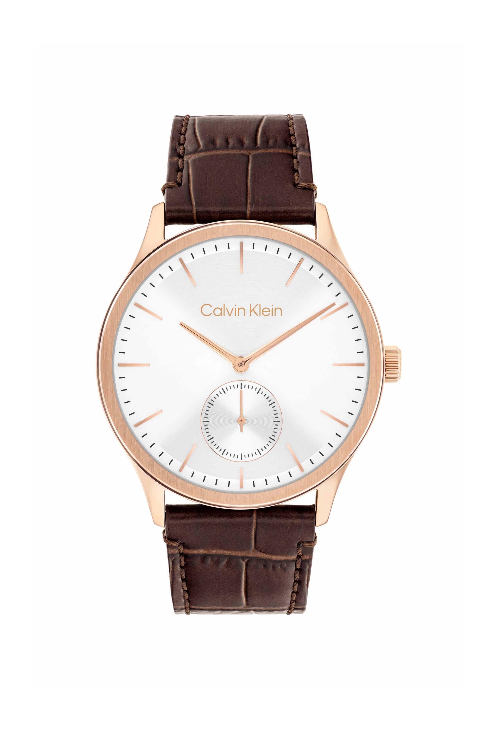 Calvin Klein 25200553 Tailored Men's Brown Leather Analog Small Seconds Watch