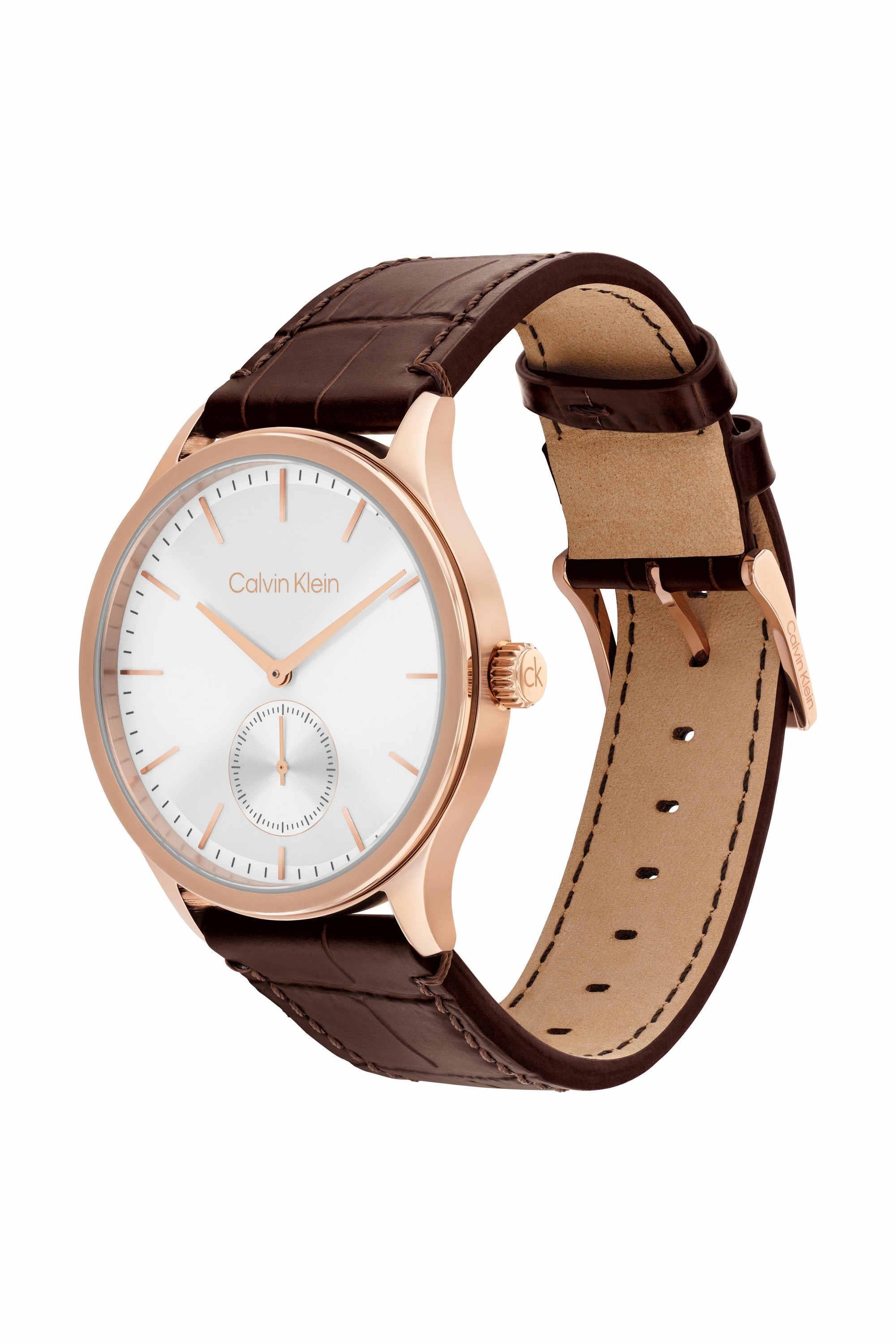 Calvin Klein 25200553 Tailored Men's Brown Leather Analog Small Seconds Watch