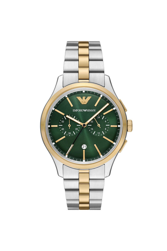 Emporio Armani AR11692 Dario Men's Green Dial Two-Tone Chronograph Stainless Steel Watch
