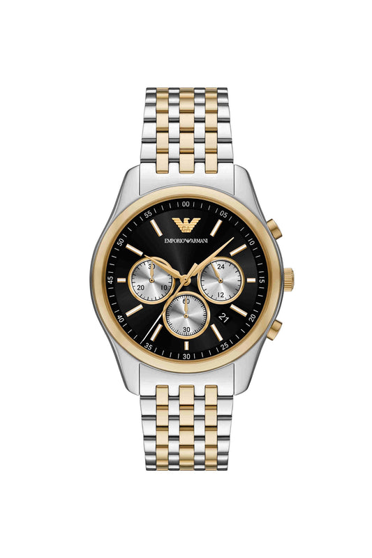 Emporio Armani AR11713I Dario Men's Black Dial Two-Tone Chronograph Stainless Steel Watch