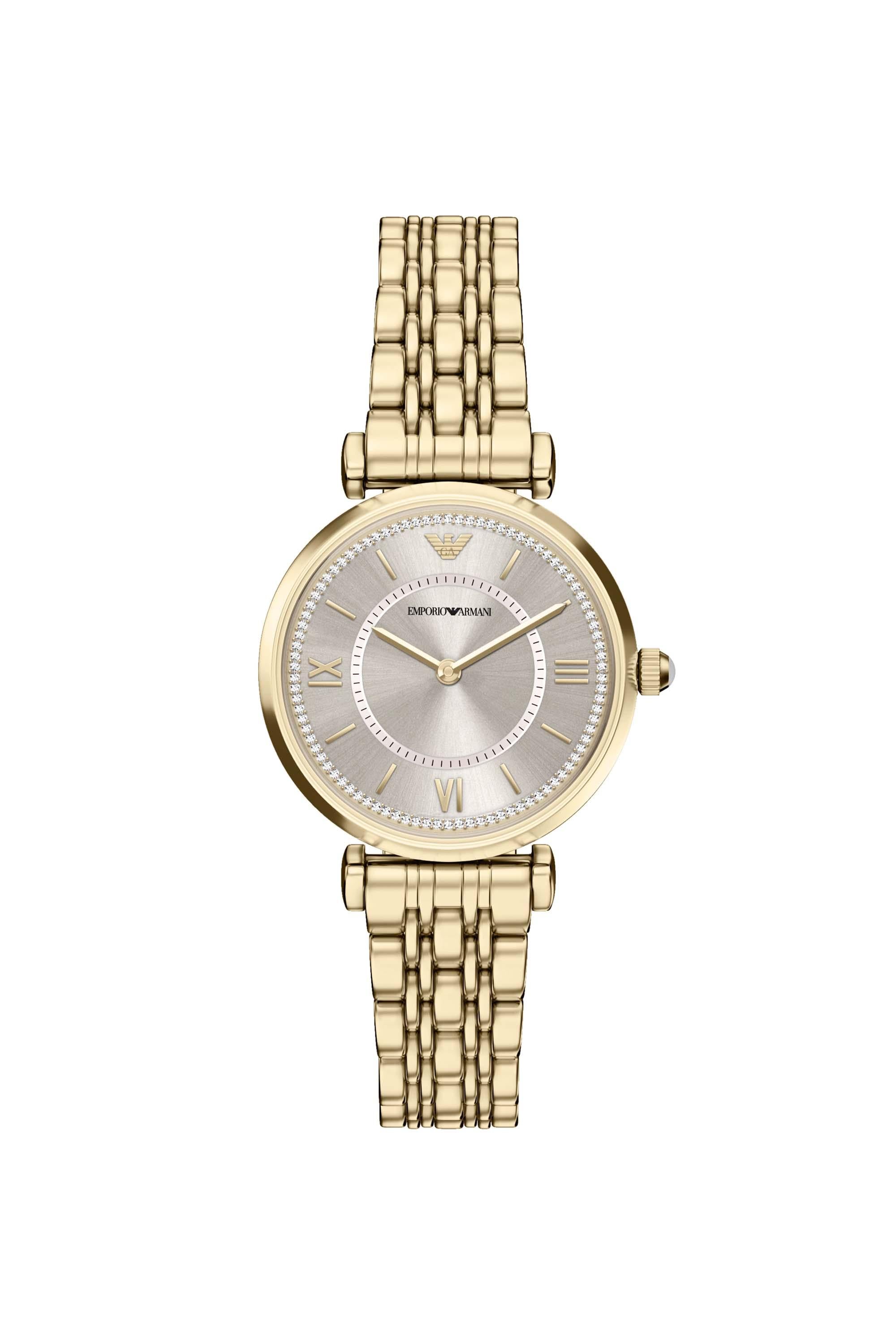 Emporio Armani AR11766I Gianni T-Bar Women's Gold Dial Crystal Gold Stainless Steel Watch